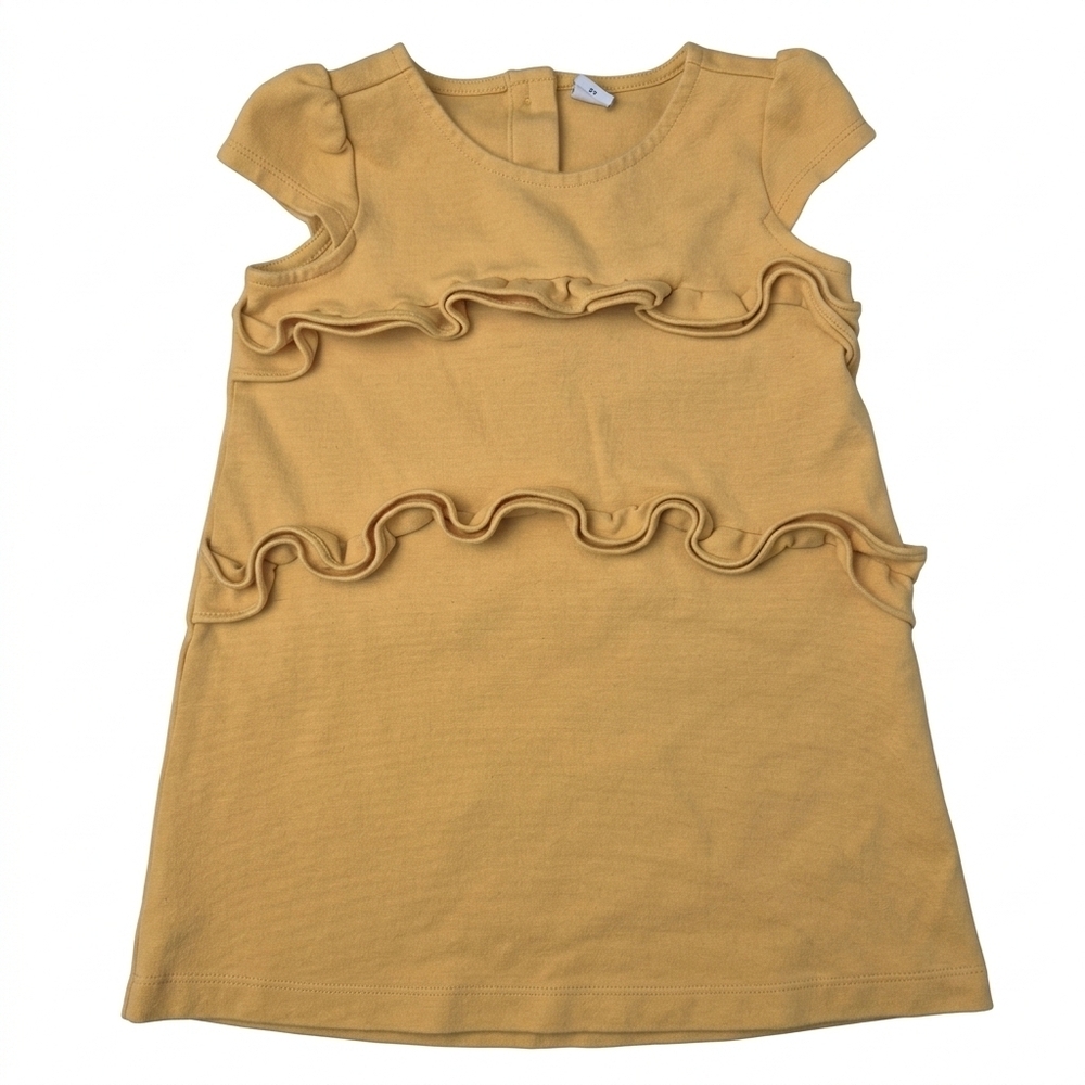 Janie and Jack 2T Yellow Ruffle Jersey Dress Boho Mustard